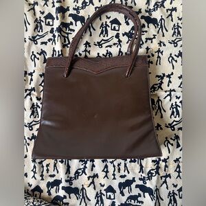 Vintage Lennox Brown Vinyl Hinged Tote